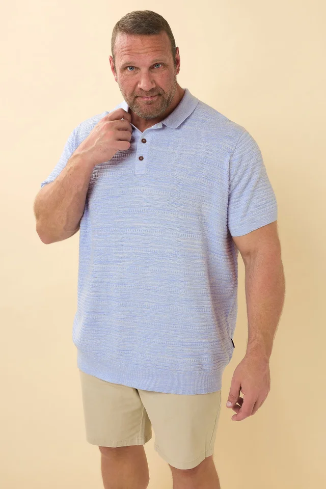 BadRhino Light Blue Knitted Polo Shirt