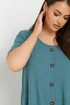 Yours Curve Teal Blue Button Front Ribbed Swing Top - Size 22-24 Image 4
