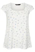 Yours Curve White Floral Square Neck Heavyweight Top - Size 30-32 Image 5