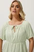 LIMITED COLLECTION Curve Sage Green Gingham Tie Neck Peplum Top - Size 14 Image 5