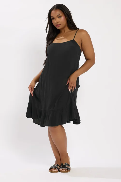 Yours Curve Black Crinkle Mini Dress - 20 Image 3