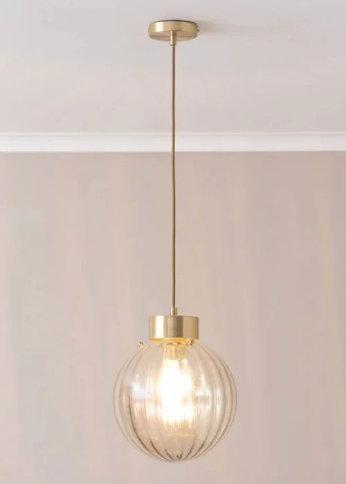 ValueLights Brianna Brushed Gold Cap Adjustable Pendant Ceiling Light - One Size Image 2