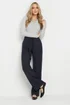 Long Tall Sally Navy Blue Double Belt Tie Trousers - Size 12, Leg 36 Image 2