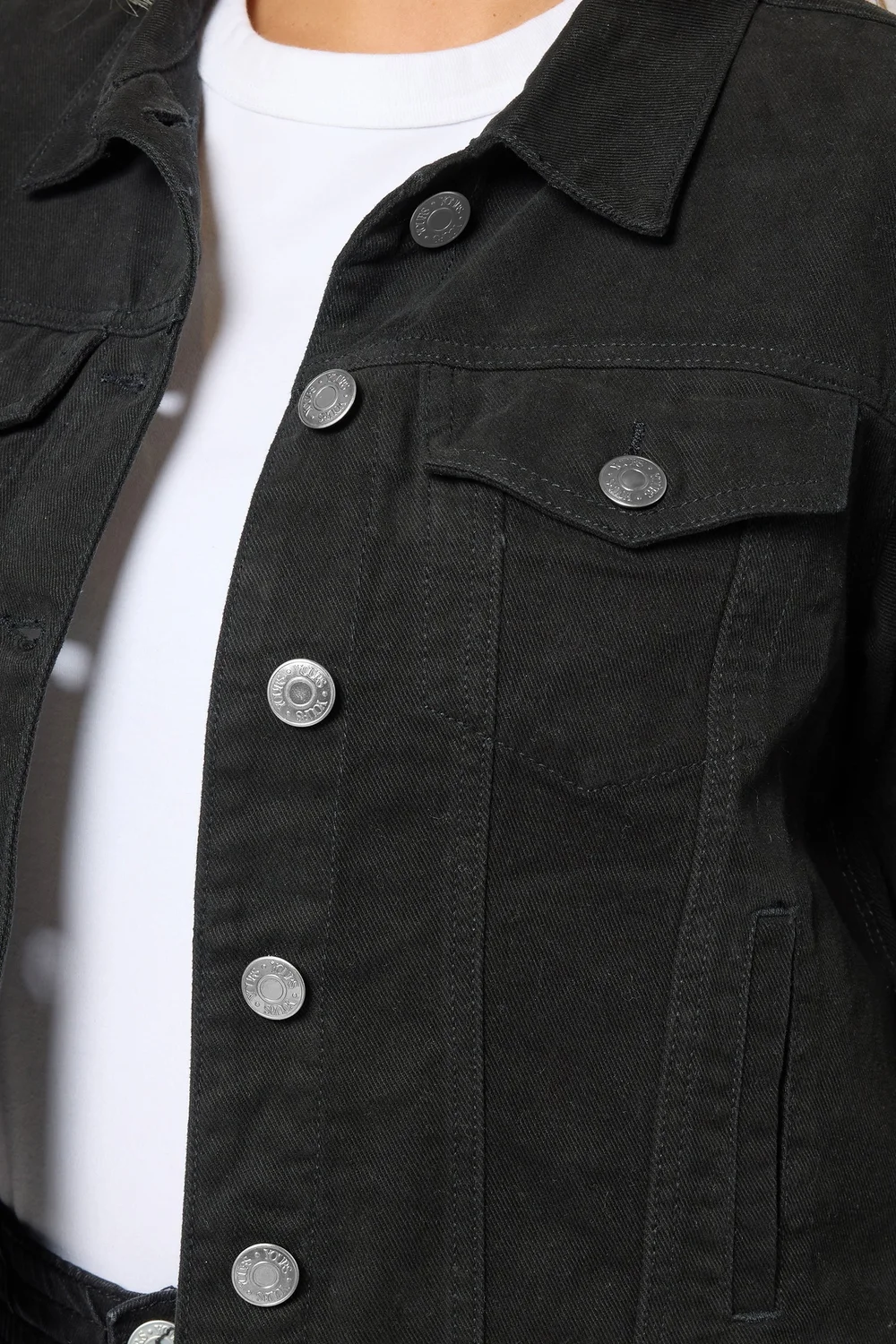 Yours Curve Black Denim Jacket - 26-28 Image 4