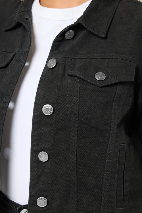 Yours Curve Black Denim Jacket - 26-28 Image 4