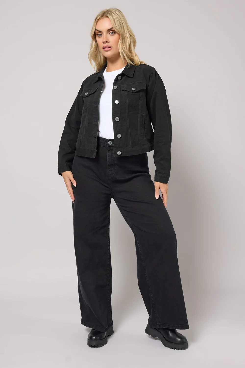 Yours Curve Black Denim Jacket - 26-28 Image 2