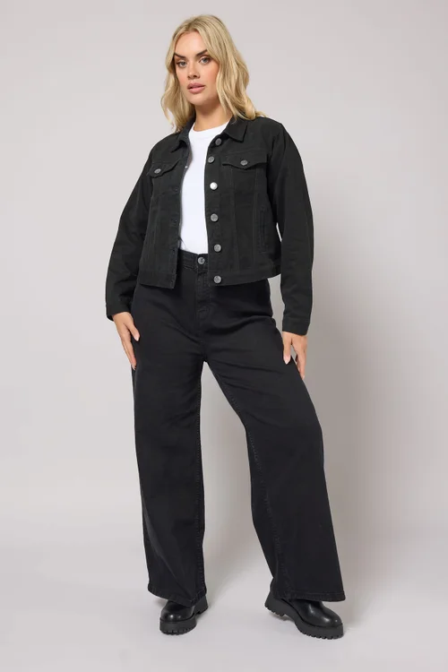 Yours Curve Black Denim Jacket - 26-28 Image 2
