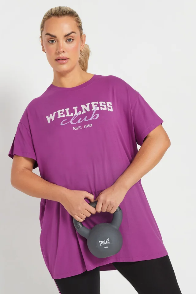 Yours Active Curve Purple Wellness Club Slogan Top