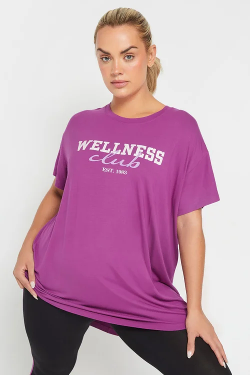 Yours Active Curve Purple Wellness Club Slogan Top - Size 30-32 Image 2