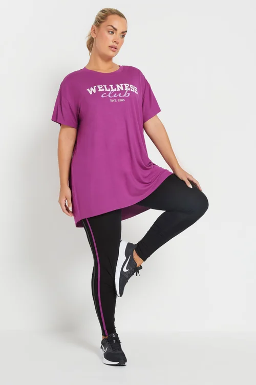 Yours Active Curve Purple Wellness Club Slogan Top - Size 30-32 Image 3