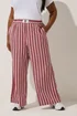 Yours Limited Collection Curve Dark Pink Stripe Boxer Waist Trousers - 14 Image 2