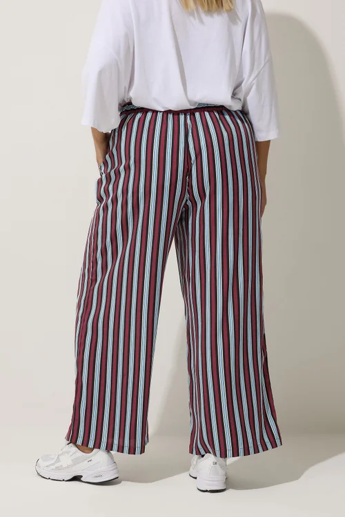 Yours Limited Collection Curve Blue Stripe Boxer Waist Trousers - 26-28 Image 3