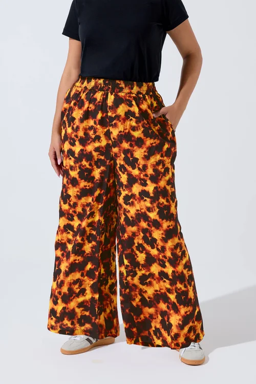Yours Limited Curve Orange Tortoise Shell Wide Leg Trousers - 18 Image 2