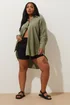 YOURS Curve Khaki Green Long Sleeve Linen Shirt - Size 14 Image 2