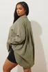 YOURS Curve Khaki Green Long Sleeve Linen Shirt - Size 14 Image 3