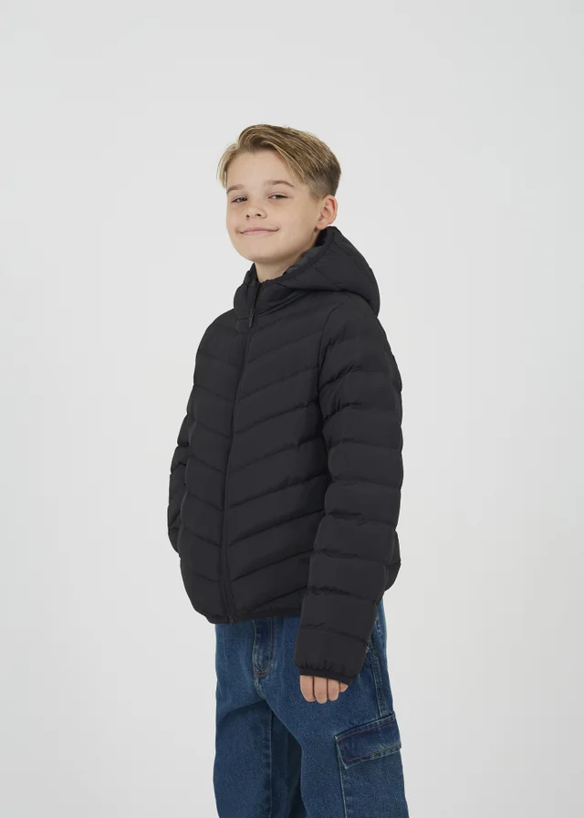 Brave Soul Black Hooded Puffer Jacket (7-13 yrs)