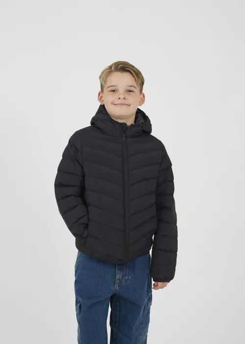 Brave Soul Black Hooded Puffer Jacket (7-13 yrs) - Age 11-12 Years Image 3