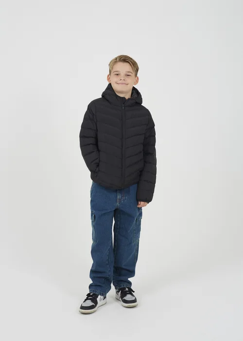 Brave Soul Black Hooded Puffer Jacket (7-13 yrs) - Age 11-12 Years Image 4