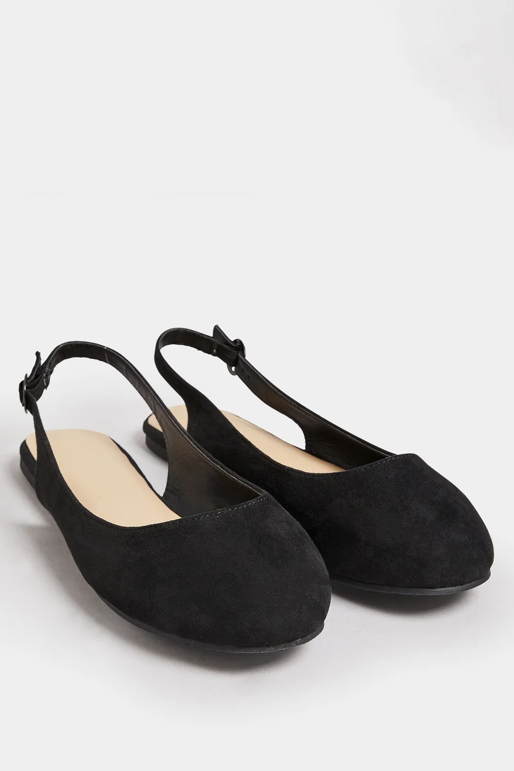 Black Faux Suede Slingback Pumps In Extra Wide Fit - 5 Extra Wide Image 2