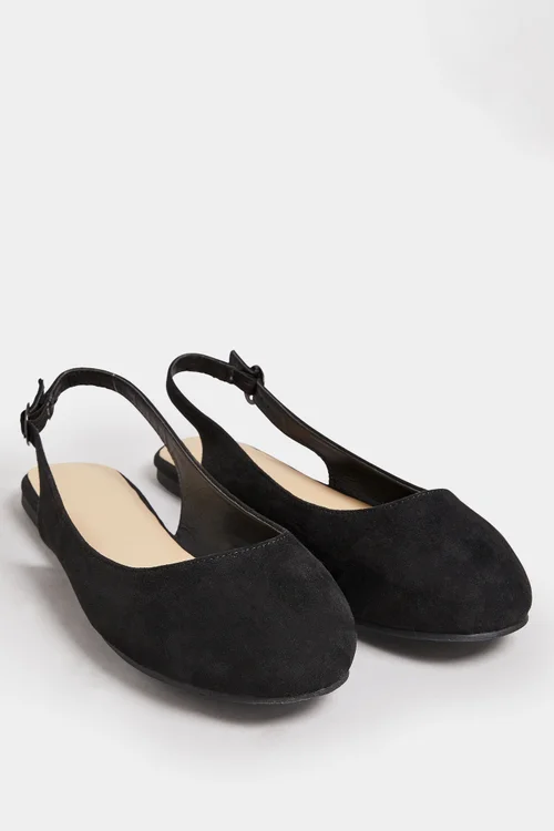 Black Faux Suede Slingback Pumps In Extra Wide Fit - 5 Extra Wide Image 2