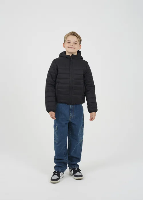 Brave Soul Black Hooded Puffer Jacket (7-13 yrs) - Age 11-12 Years Image 3