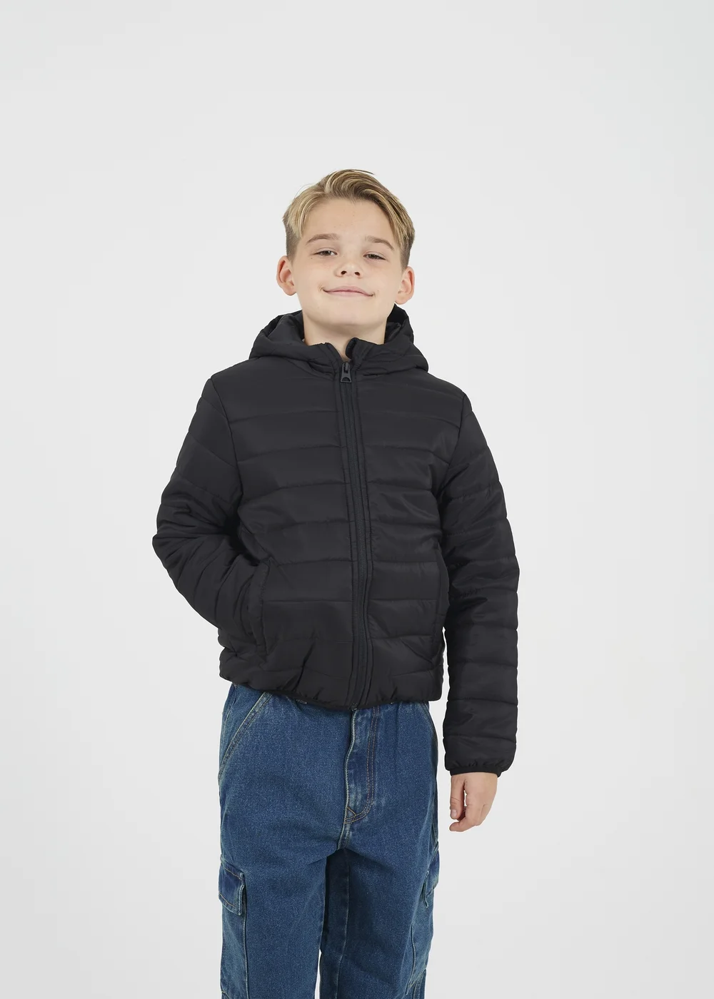 Brave Soul Black Hooded Puffer Jacket (7-13 yrs) - Age 11-12 Years Image 1