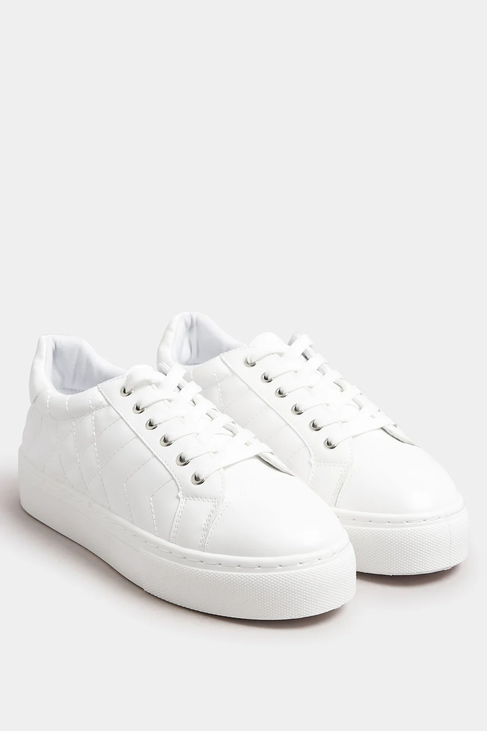 Yours White Quilted Design Trainers In Wide E Fit - 8 Extra Wide Image 2