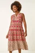 Roman Red Border Print Smock Dress - 16 Image 2