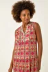 Roman Red Border Print Smock Dress - 16 Image 4