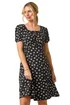 Roman Black Petite Ditsy Floral Tie Detail Dress - Size 16 Image 1