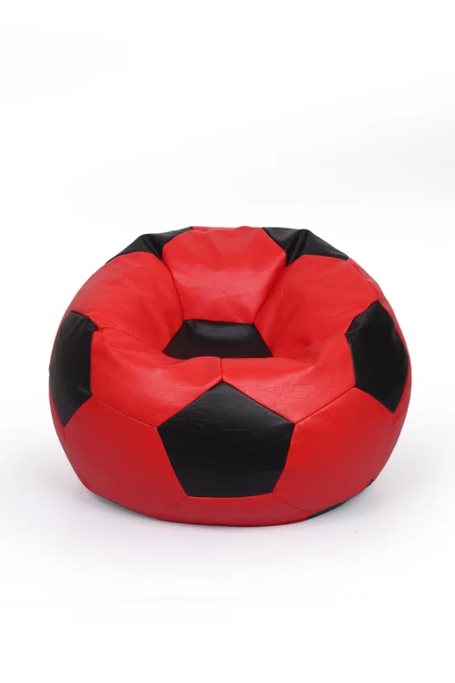 Kaikoo Red-Black Faux Leather Football Beanbag - One Size Image 2