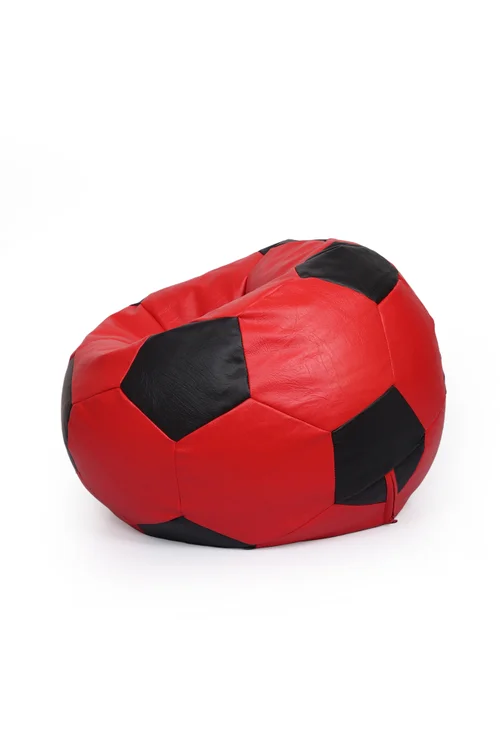 Kaikoo Red-Black Faux Leather Football Beanbag - One Size Image 4