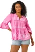 Roman Pink Petite Contrast Print Pom Pom Top - Size 12 Image 1