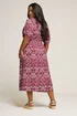 Yours Curve Red Ikat Notch Neck Midaxi Dress - 22-24 Image 5