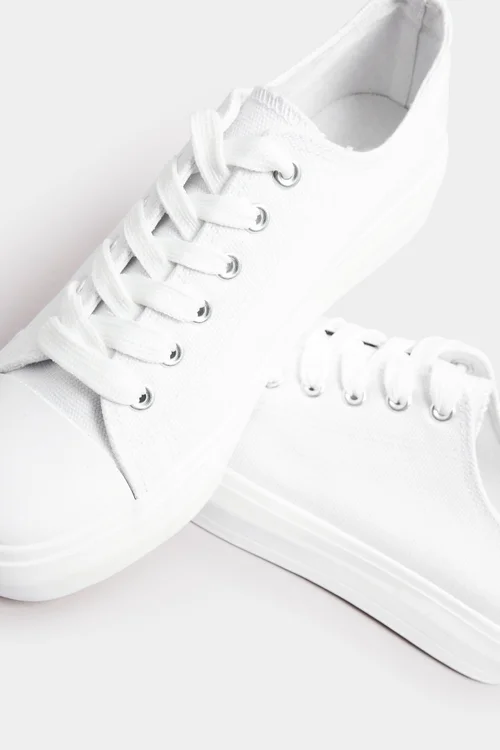 Yours White Canvas Trainers In Wide E & Extra Wide EEE Fit - 6 Extra Wide Image 4