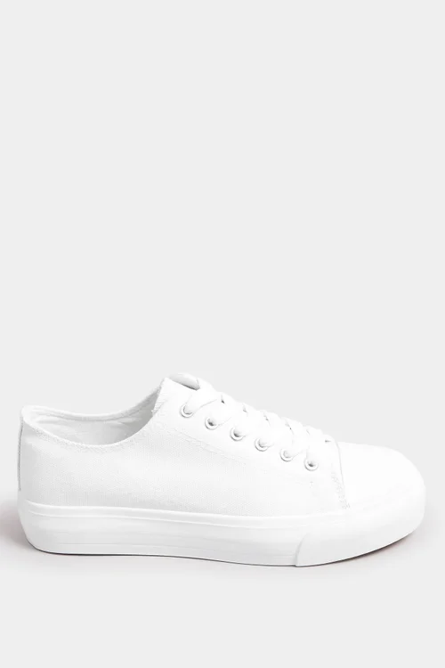 Yours White Canvas Trainers In Wide E & Extra Wide EEE Fit - 6 Extra Wide Image 3