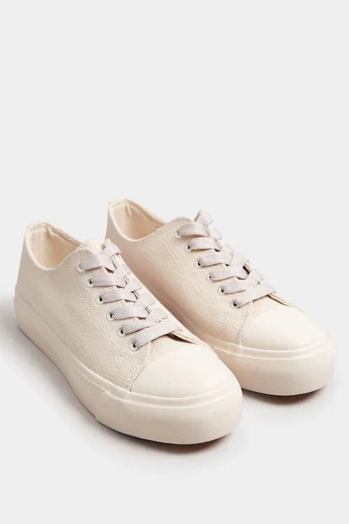 Yours Cream Canvas Trainers In Extra Wide EEE Fit - 8 Extra Wide Image 3