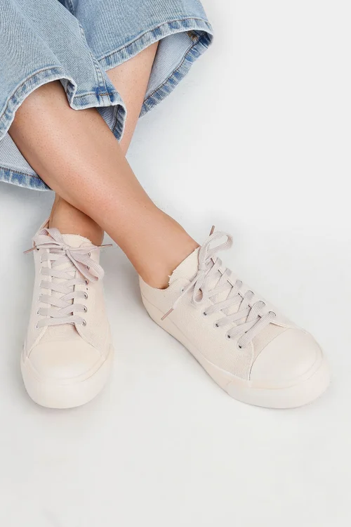 Yours Cream Canvas Trainers In Extra Wide EEE Fit - 8 Extra Wide Image 2