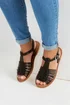 Yours Black Leather Woven Fisherman Sandals In Extra Wide EEE Fit - 7 Extra Wide Image 2