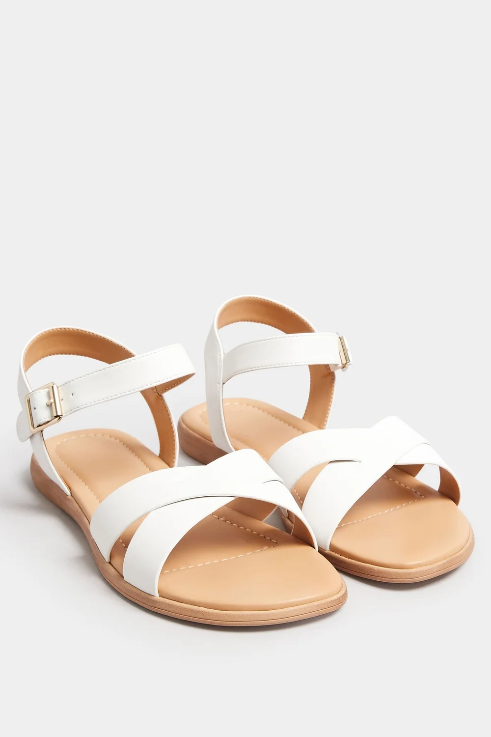 Yours White Cross Strap Sandals In Extra Wide Fit - 6 Extra Wide Image 2