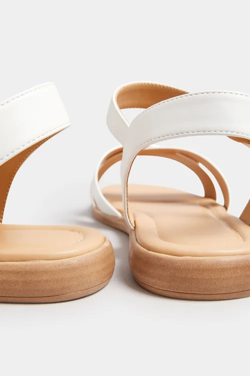 Yours White Cross Strap Sandals In Extra Wide Fit - 6 Extra Wide Image 4