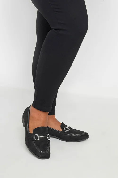 Yours Black Snaffle Loafer In Wide E Fit - 8 Wide Image 1