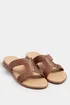 Brown Leather Woven Wedge Mule Sandals In Extra Wide EEE Fit - 5 Extra Wide Image 2