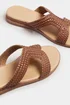 Brown Leather Woven Wedge Mule Sandals In Extra Wide EEE Fit - 5 Extra Wide Image 5