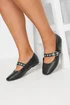 Yours Black Buckle Detail Mary Jane Rivet Flats In Extra Wide Fit - 8 Extra Wide Image 1