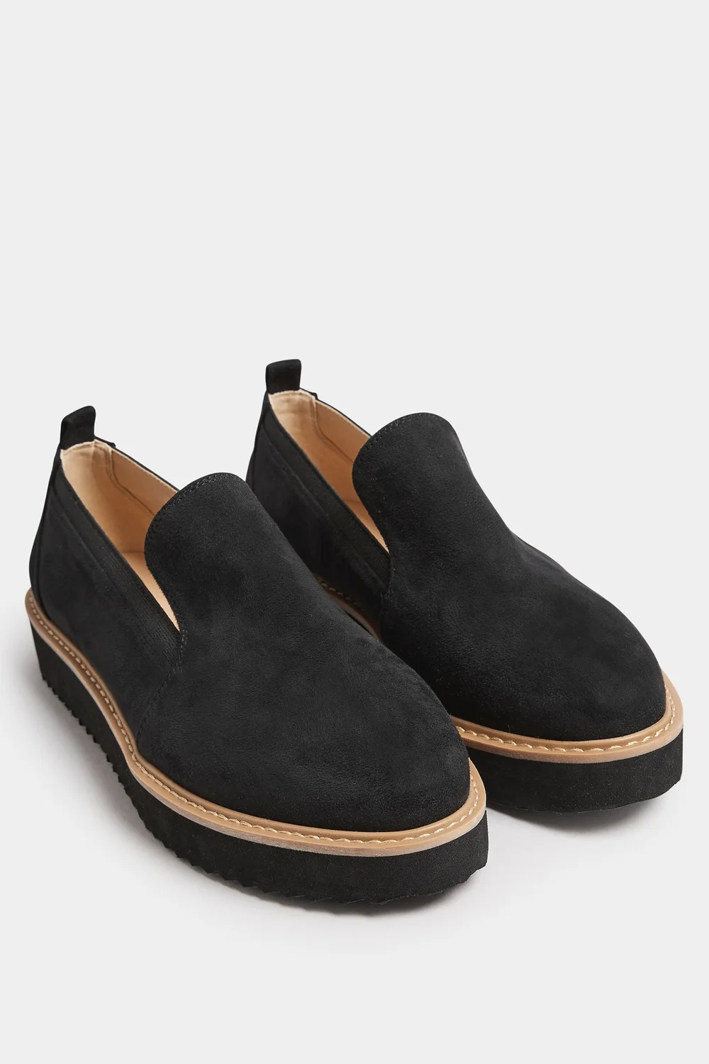 Yours Black Faux Suede Slip On Loafers In Wide E Fit - 5 Extra Wide Image 2