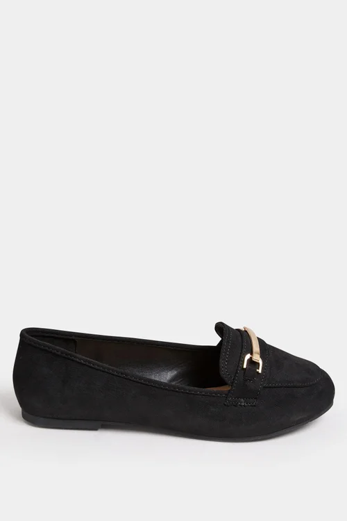 Yours Black Faux Suede Buckle Loafers In Extra Wide Fit - 5 Extra Wide Image 3