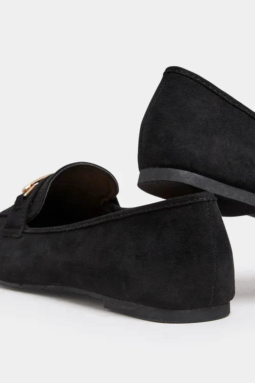 Yours Black Faux Suede Buckle Loafers In Extra Wide Fit - 5 Extra Wide Image 4