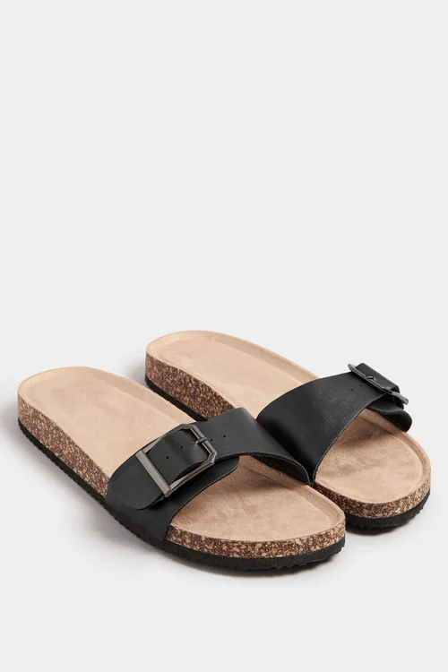 Yours Black Single Buckle Sandals In Extra Wide EEE Fit - 7 Extra Wide Image 2