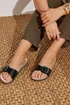 Yours Black Single Buckle Sandals In Extra Wide EEE Fit - 7 Extra Wide Image 1